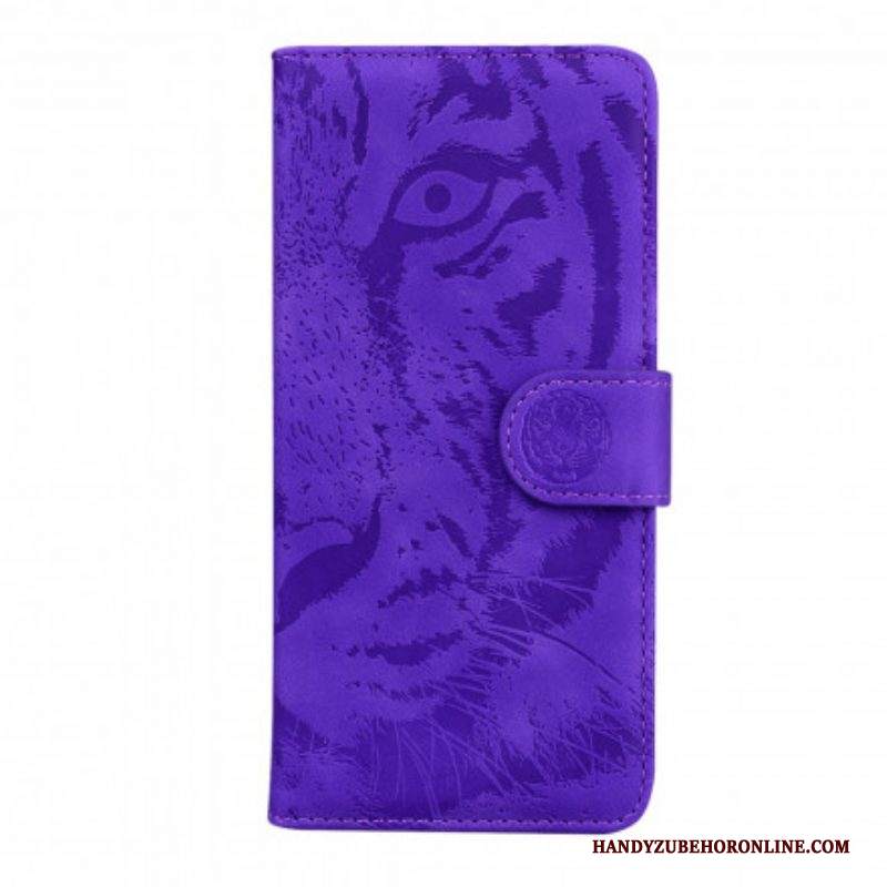 Custodia in pelle Samsung Galaxy A52 4G / A52 5G / A52s 5G Stampa Faccia Di Tigre