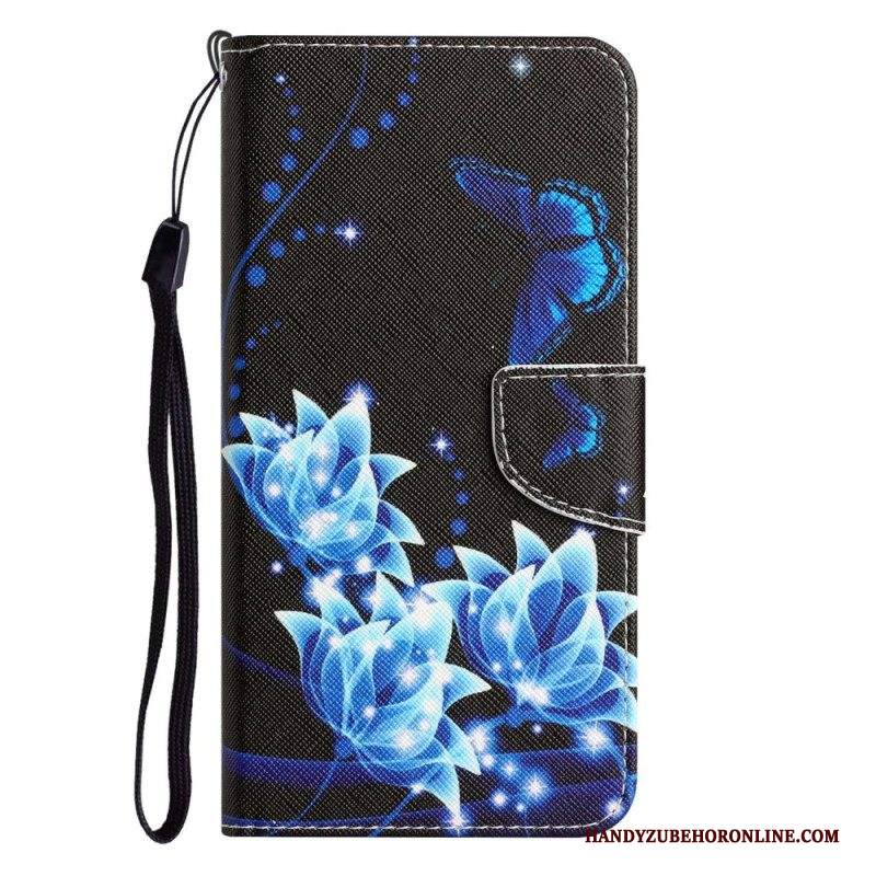 Custodia in pelle Samsung Galaxy A53 5G Cinturino Fiori