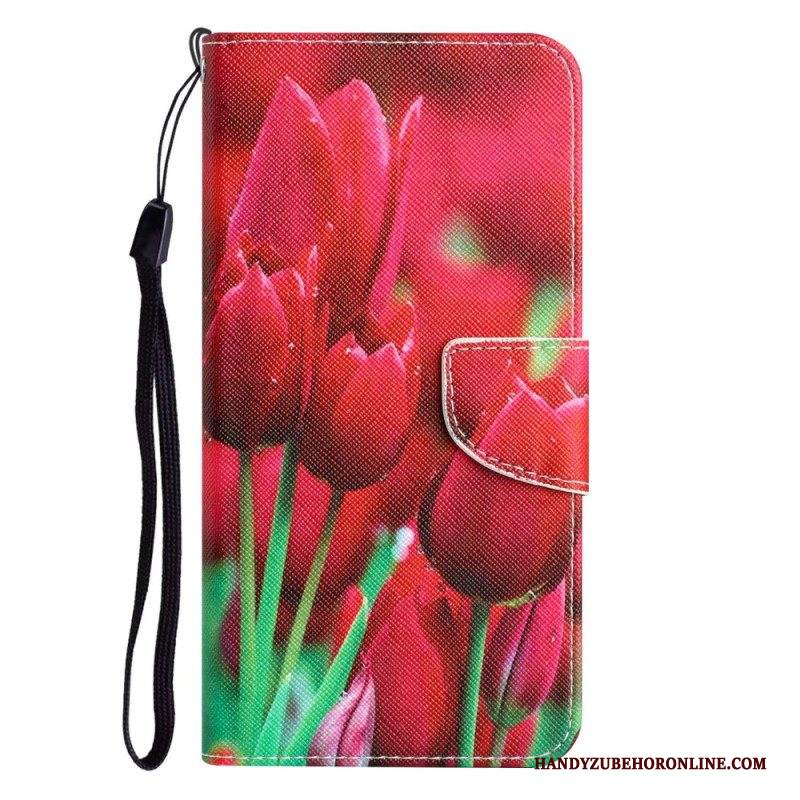 Custodia in pelle Samsung Galaxy A53 5G Cinturino Fiori