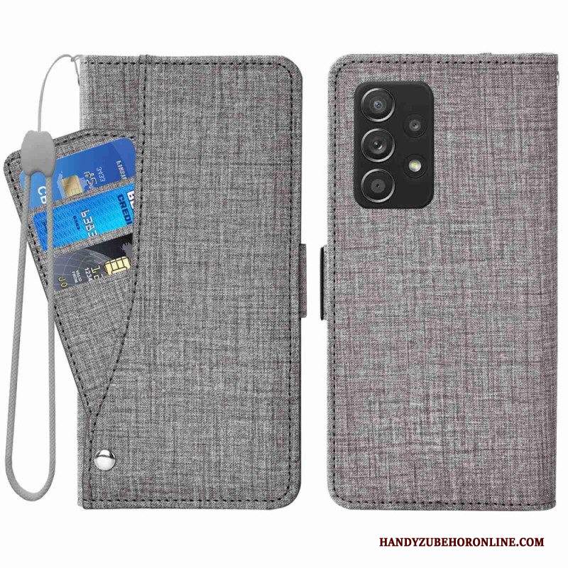 Custodia in pelle Samsung Galaxy A53 5G Jeans Con Portacarte Girevole