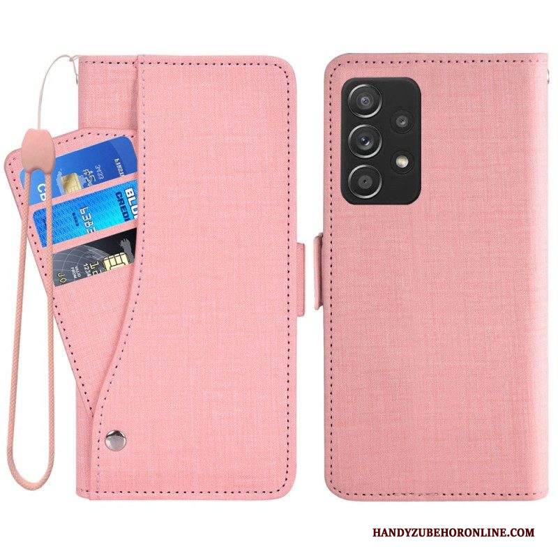 Custodia in pelle Samsung Galaxy A53 5G Jeans Con Portacarte Girevole