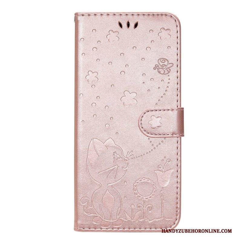 Custodia in pelle Samsung Galaxy A53 5G Strappy Cat E Api