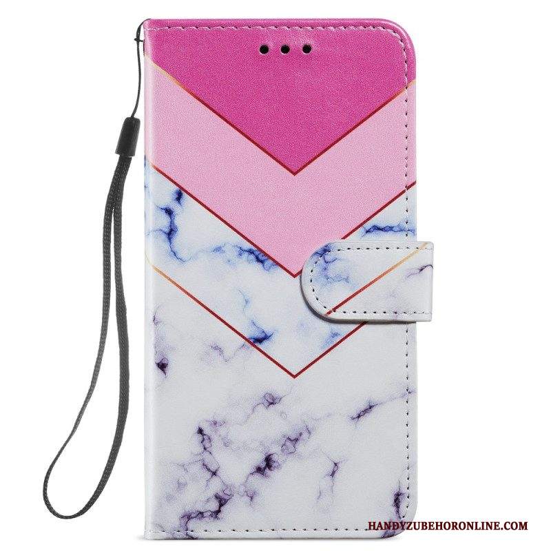 Custodia in pelle Samsung Galaxy A54 5G Marmo In Stile Strappy