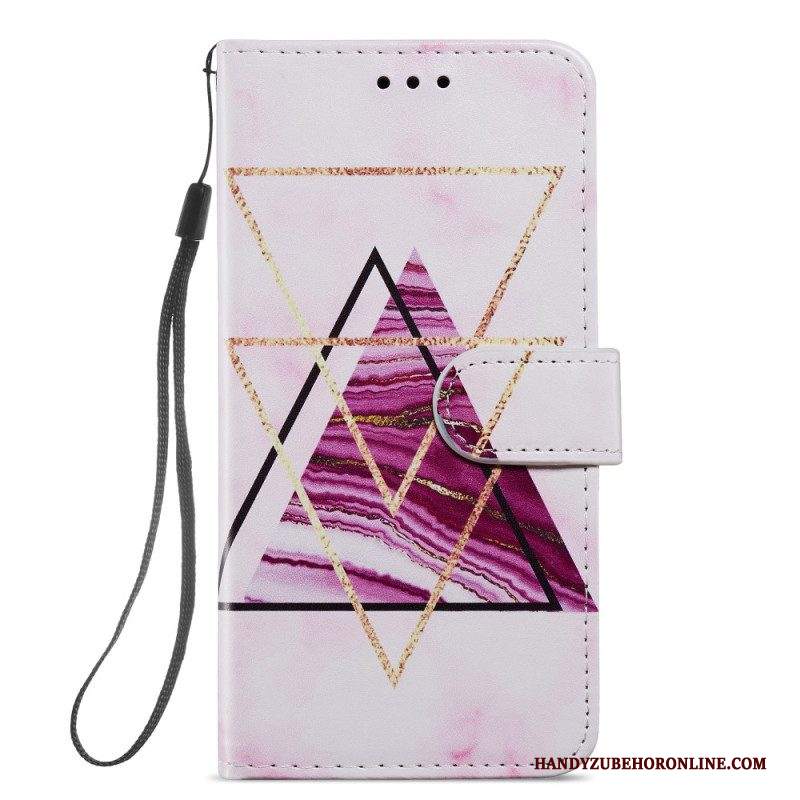 Custodia in pelle Samsung Galaxy A54 5G Marmo In Stile Strappy