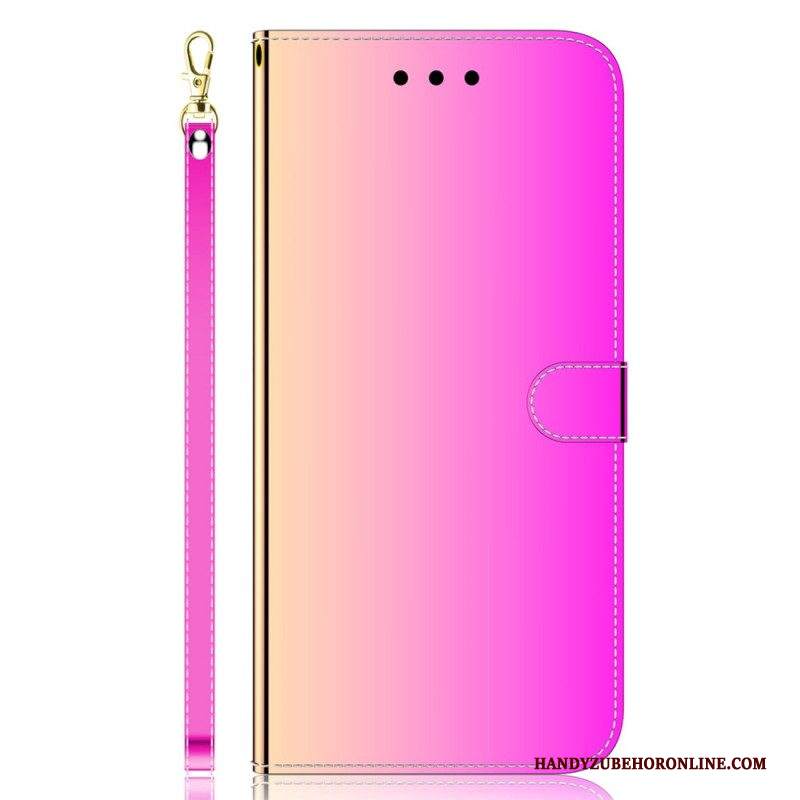 Custodia in pelle Samsung Galaxy A54 5G Specchio E Cordino