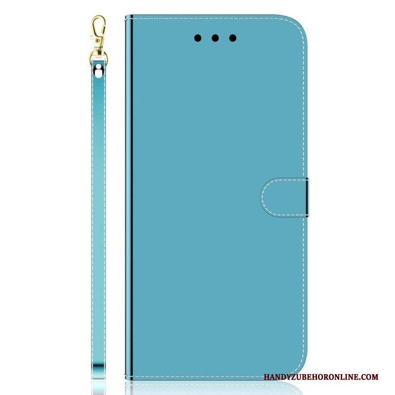 Custodia in pelle Samsung Galaxy A54 5G Specchio E Cordino