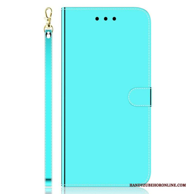 Custodia in pelle Samsung Galaxy A54 5G Specchio E Cordino