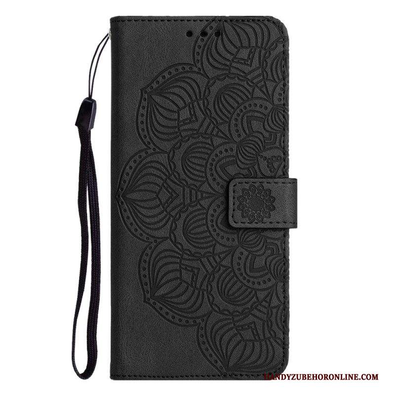 Custodia in pelle Samsung Galaxy A54 5G Stampa Mandala Strappy