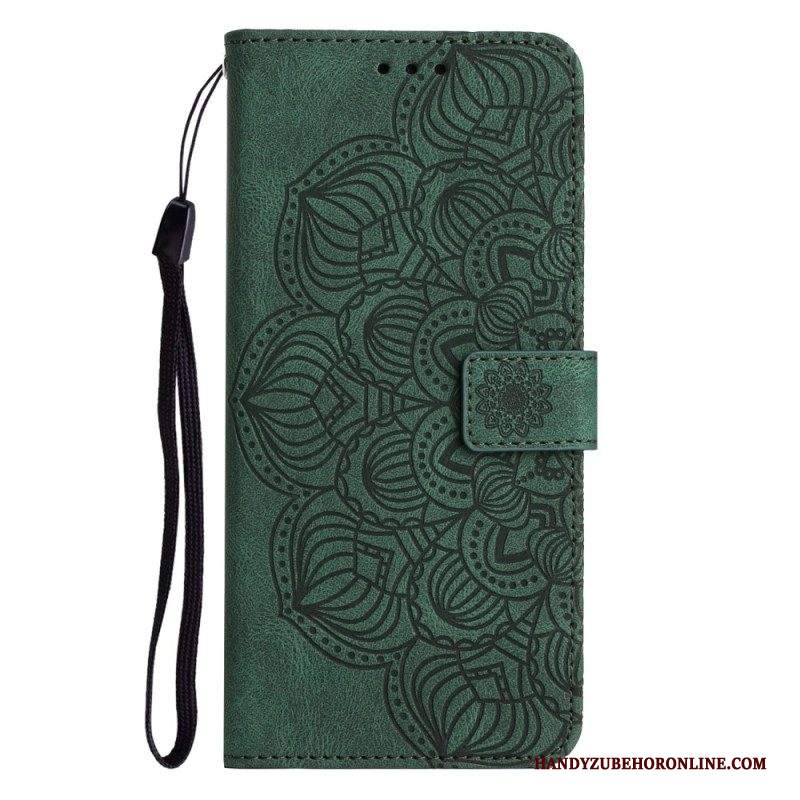 Custodia in pelle Samsung Galaxy A54 5G Stampa Mandala Strappy