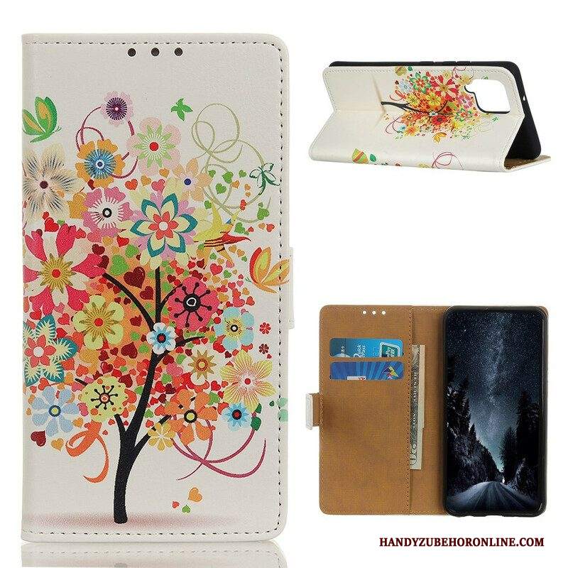 Custodia in pelle Samsung Galaxy M12 / A12 Albero In Fiore