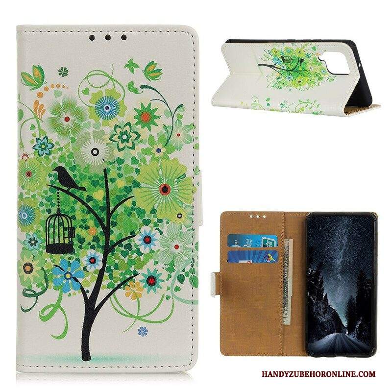 Custodia in pelle Samsung Galaxy M12 / A12 Albero In Fiore