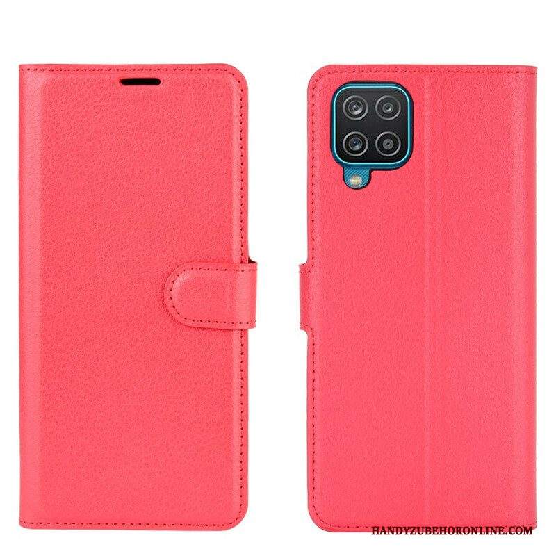 Custodia in pelle Samsung Galaxy M12 / A12 Classica Ecopelle Litchi