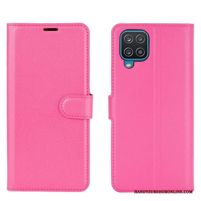 Custodia in pelle Samsung Galaxy M12 / A12 Classica Ecopelle Litchi