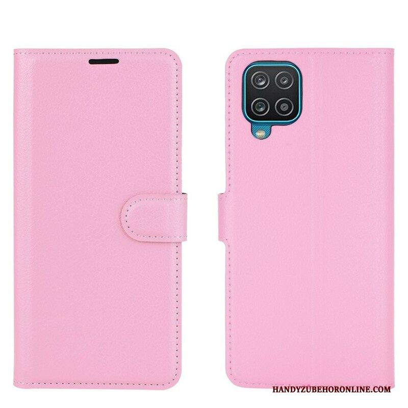 Custodia in pelle Samsung Galaxy M12 / A12 Classica Ecopelle Litchi