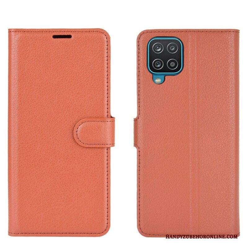 Custodia in pelle Samsung Galaxy M12 / A12 Classica Ecopelle Litchi