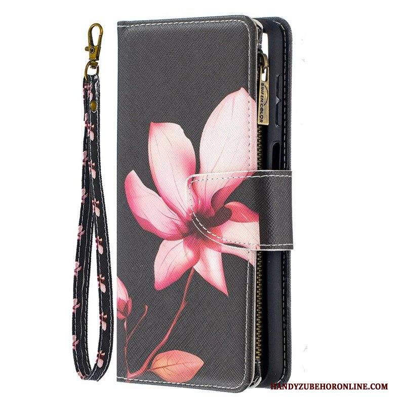 Custodia in pelle Samsung Galaxy M12 / A12 Tasca Con Zip A Fiore