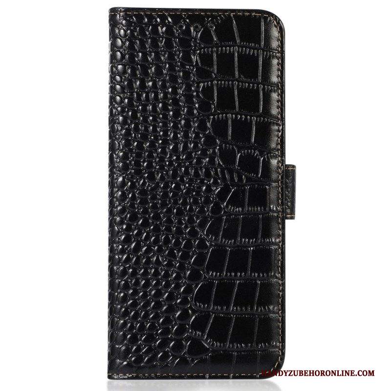 Custodia in pelle Samsung Galaxy M13 Rfid Stile Coccodrillo