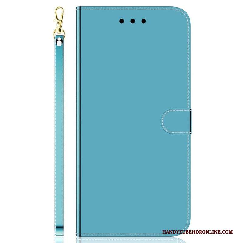 Custodia in pelle Samsung Galaxy M13 Specchio E Cordino