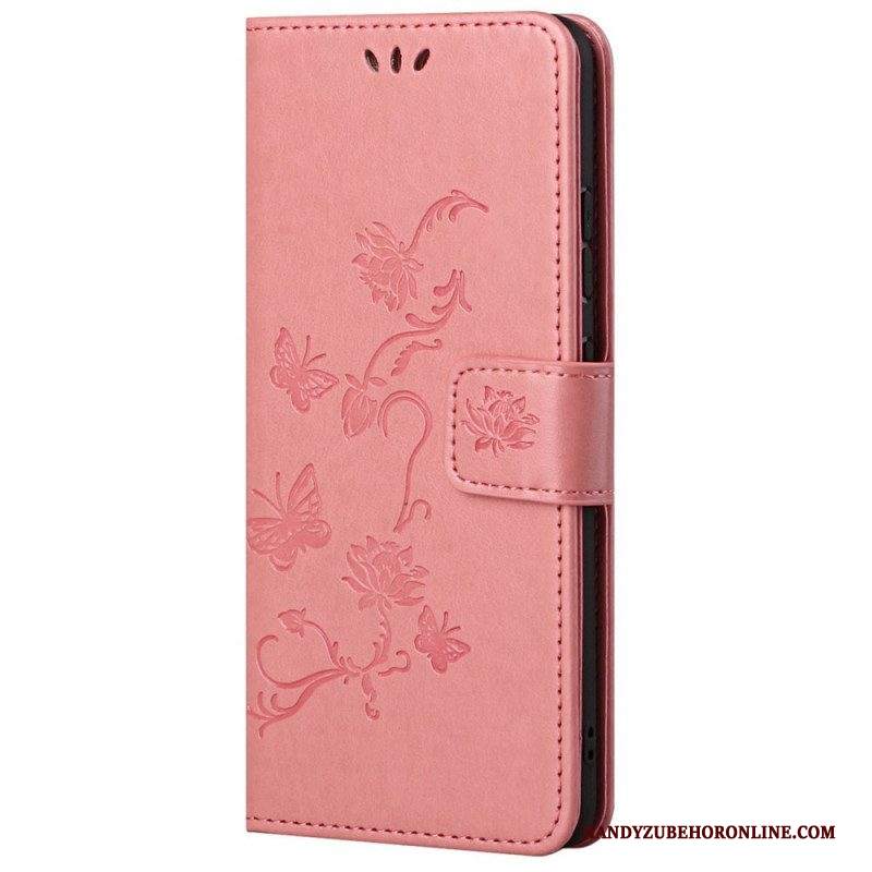 Custodia in pelle Samsung Galaxy M23 5G Cinturino Fiori