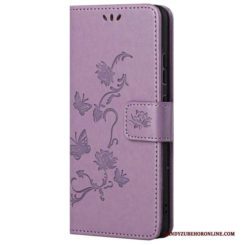 Custodia in pelle Samsung Galaxy M23 5G Cinturino Fiori