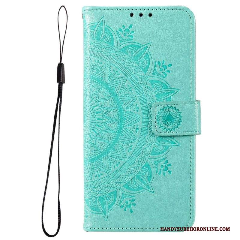 Custodia in pelle Samsung Galaxy M33 5G Mandala Del Sole Con Cinghie