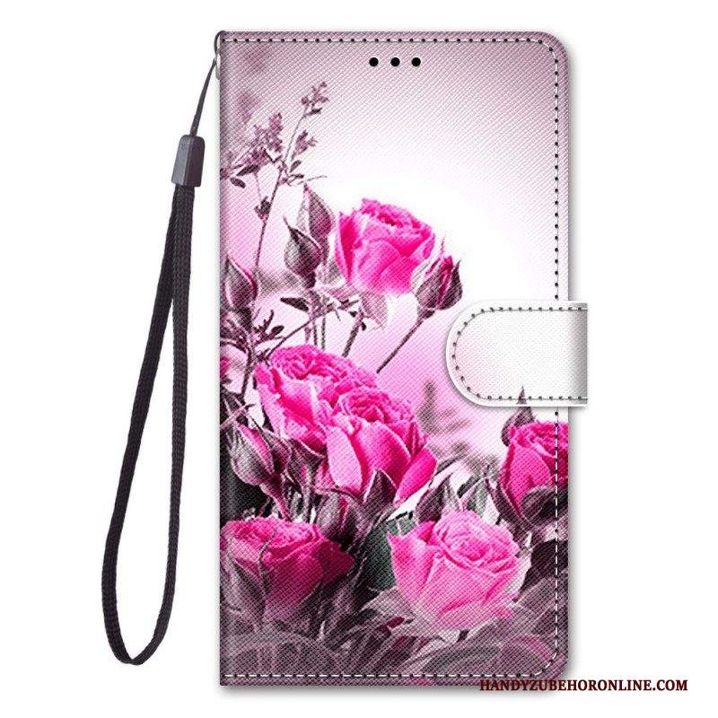 Custodia in pelle Samsung Galaxy M53 5G Cinturino Fiori