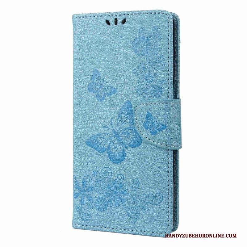 Custodia in pelle Samsung Galaxy M53 5G Design Con Farfalle Strappy