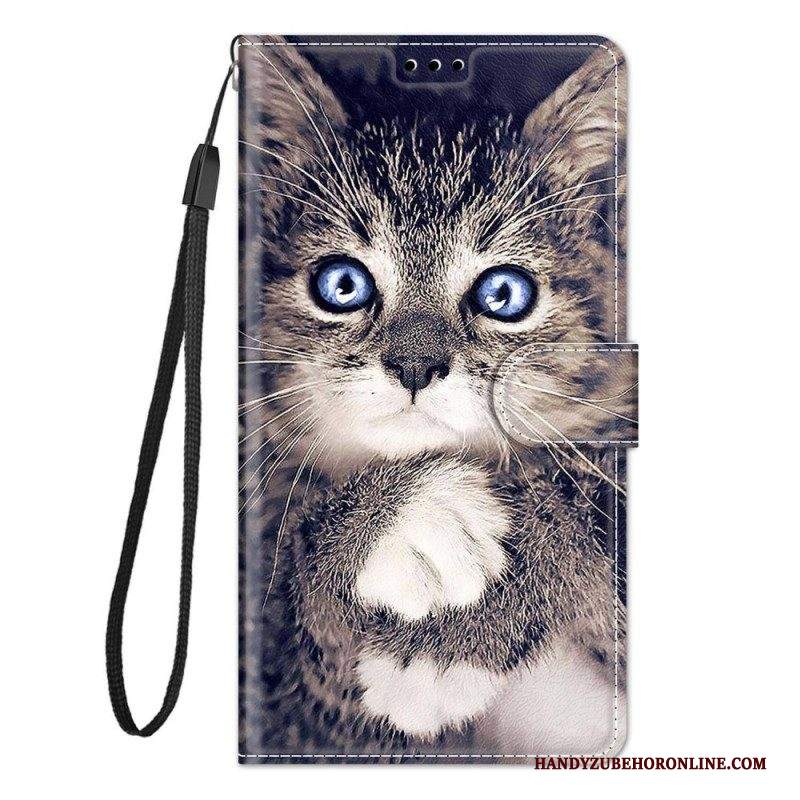 Custodia in pelle Samsung Galaxy M53 5G Ventaglio Gatto Perizoma