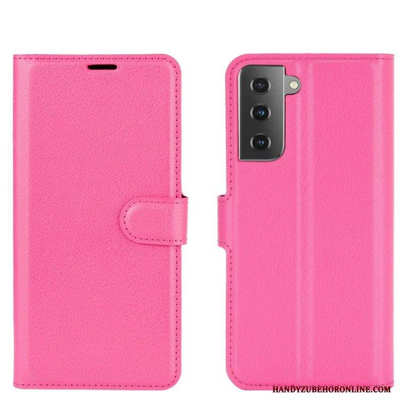 Custodia in pelle Samsung Galaxy S21 5G Classica Ecopelle Litchi