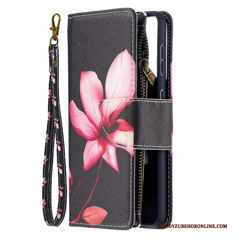 Custodia in pelle Samsung Galaxy S21 5G Tasca Con Zip A Fiore