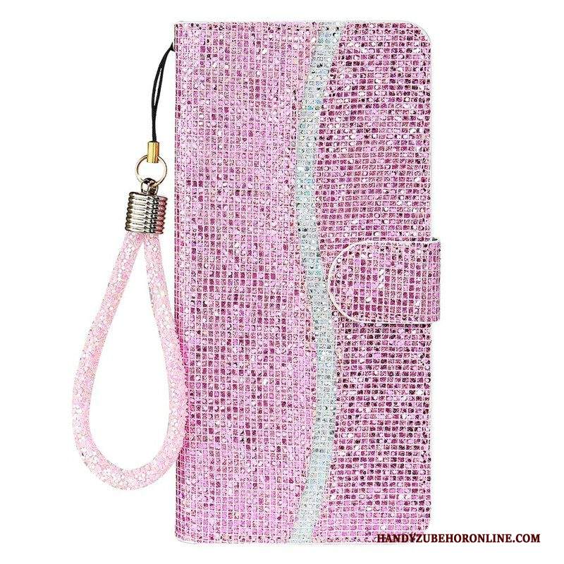 Custodia in pelle Samsung Galaxy S21 FE Design A S Con Paillettes