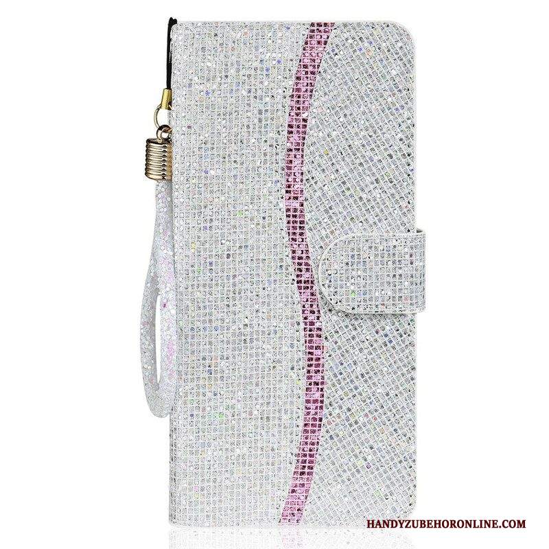 Custodia in pelle Samsung Galaxy S21 FE Design A S Con Paillettes