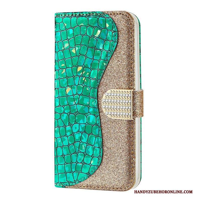 Custodia in pelle Samsung Galaxy S21 FE Diamanti Coccodrillo