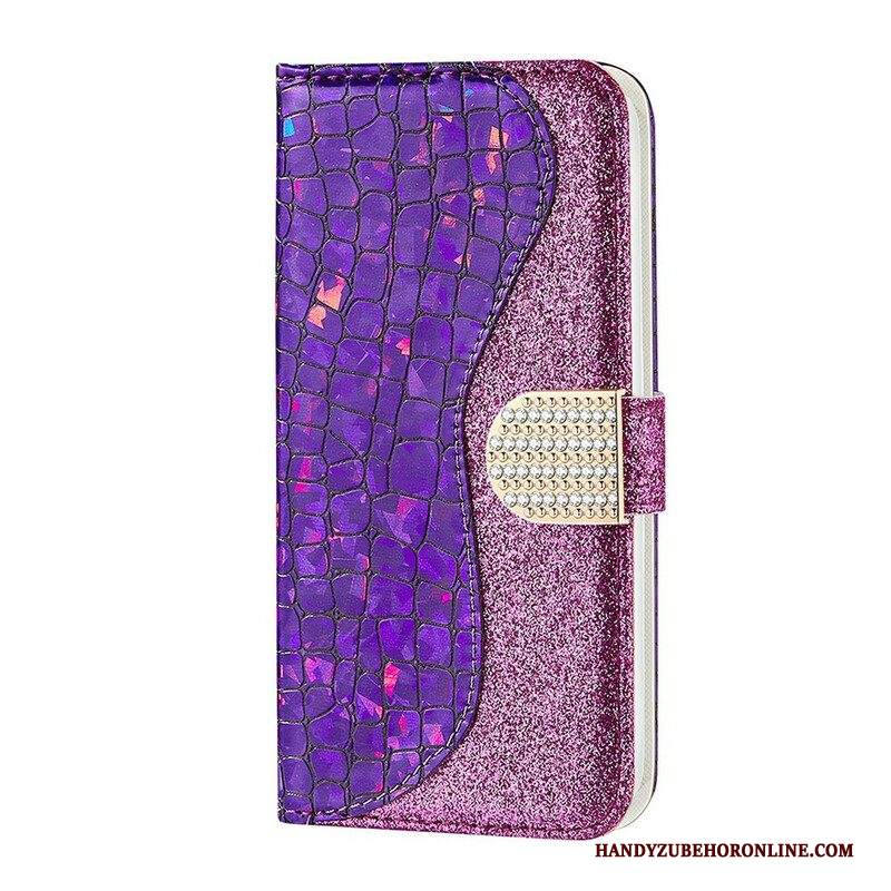 Custodia in pelle Samsung Galaxy S21 FE Diamanti Coccodrillo