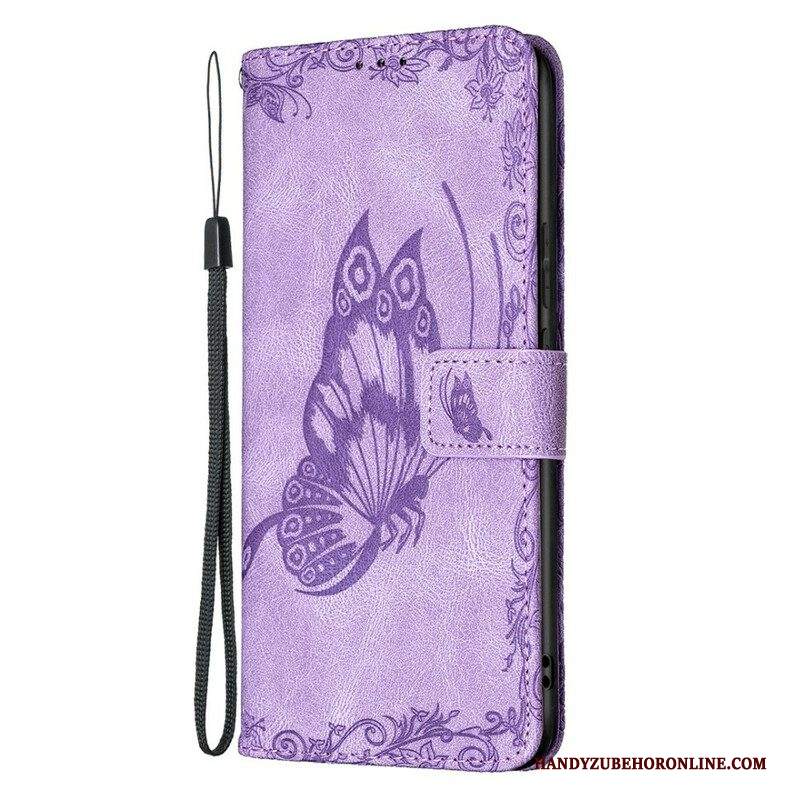 Custodia in pelle Samsung Galaxy S21 FE Farfalla Barocco Strappy