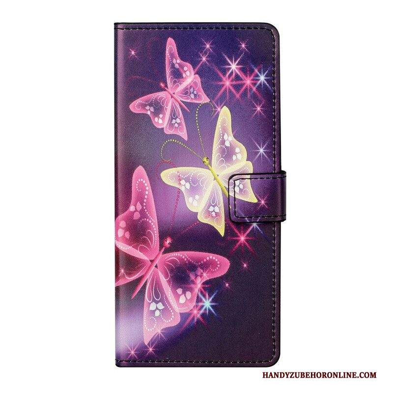 Custodia in pelle Samsung Galaxy S21 FE Farfalle E Fiori