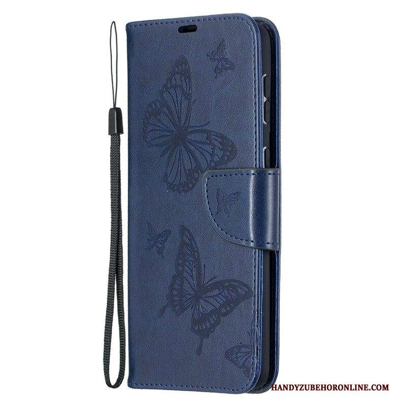 Custodia in pelle Samsung Galaxy S21 Plus 5G Folio Cover Farfalle E Lembo Obliquo