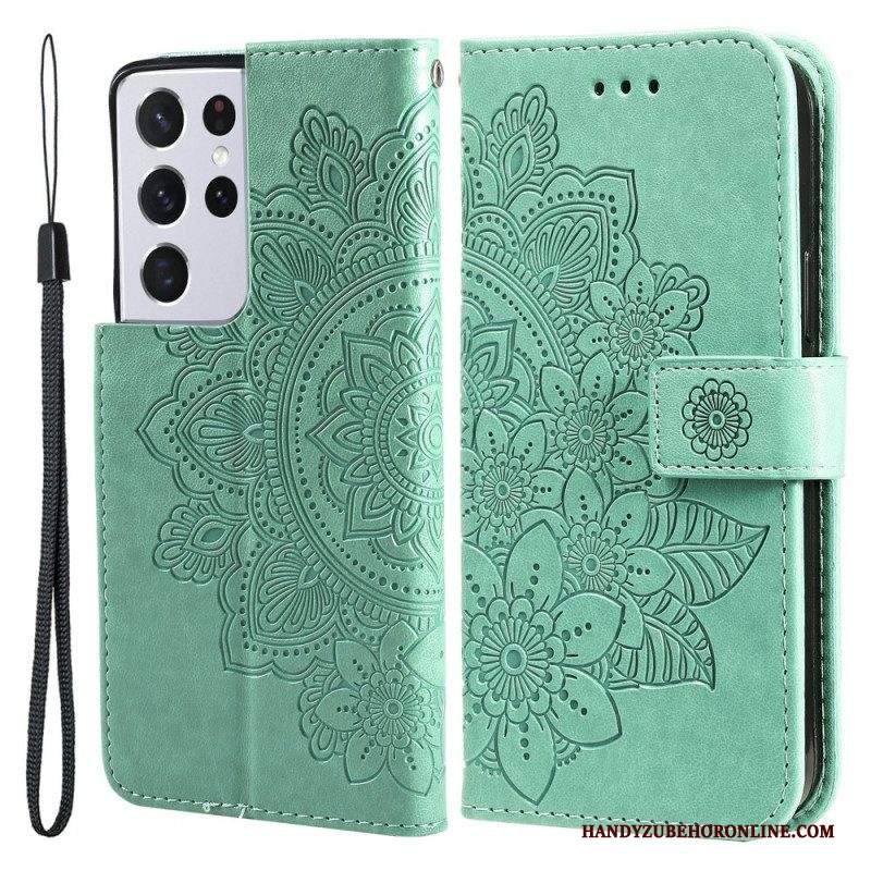 Custodia in pelle Samsung Galaxy S21 Ultra 5G Fiore Mandala