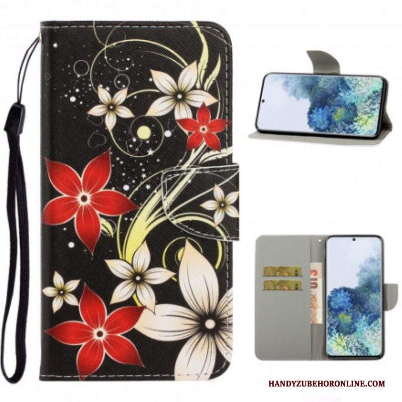 Custodia in pelle Samsung Galaxy S21 Ultra 5G Fiori Strappy Colorati