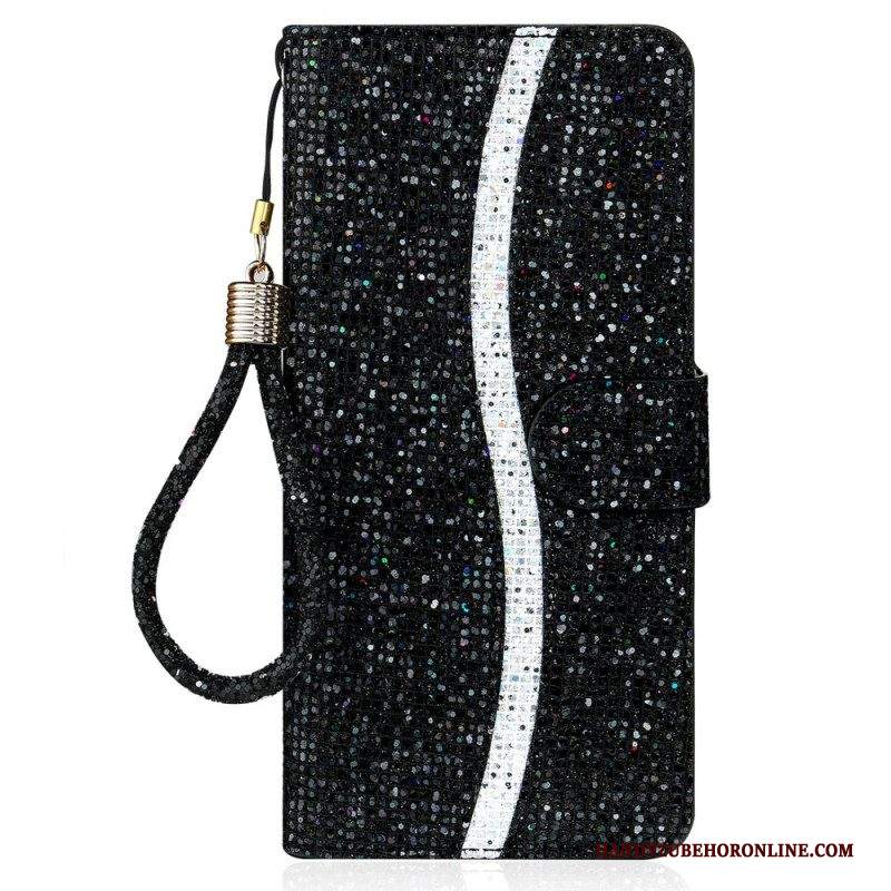 Custodia in pelle Samsung Galaxy S22 5G Design A S Con Paillettes