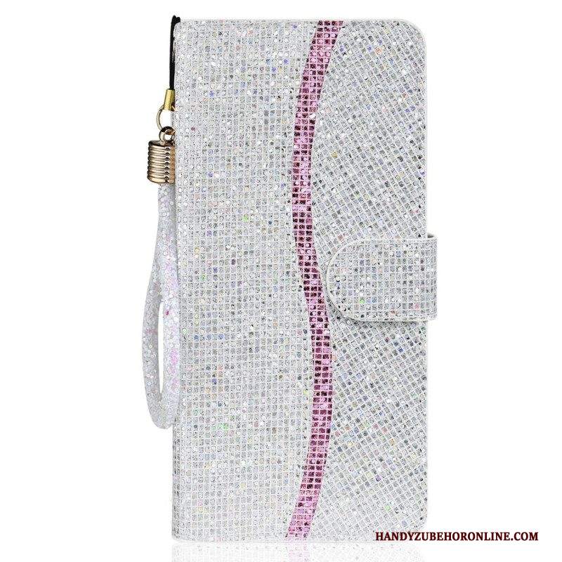 Custodia in pelle Samsung Galaxy S22 5G Design A S Con Paillettes