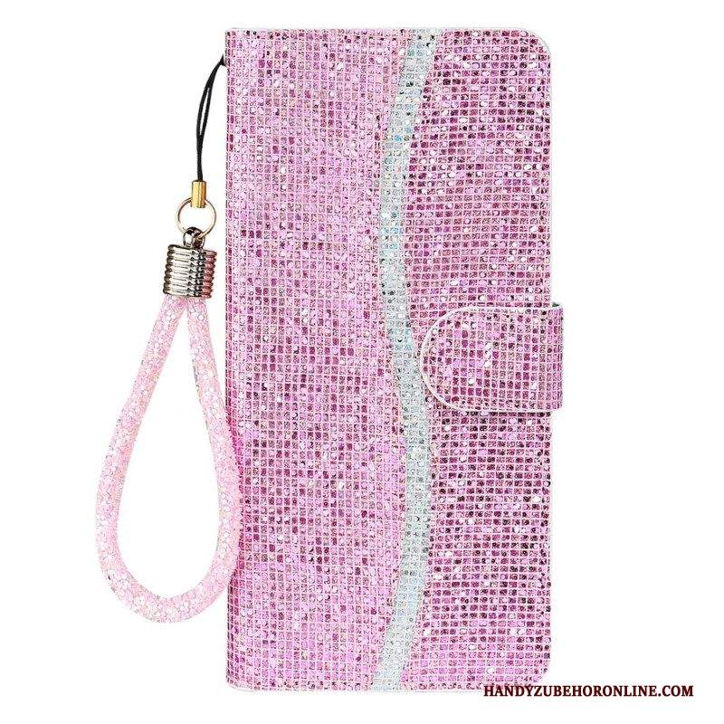 Custodia in pelle Samsung Galaxy S22 5G Design A S Con Paillettes