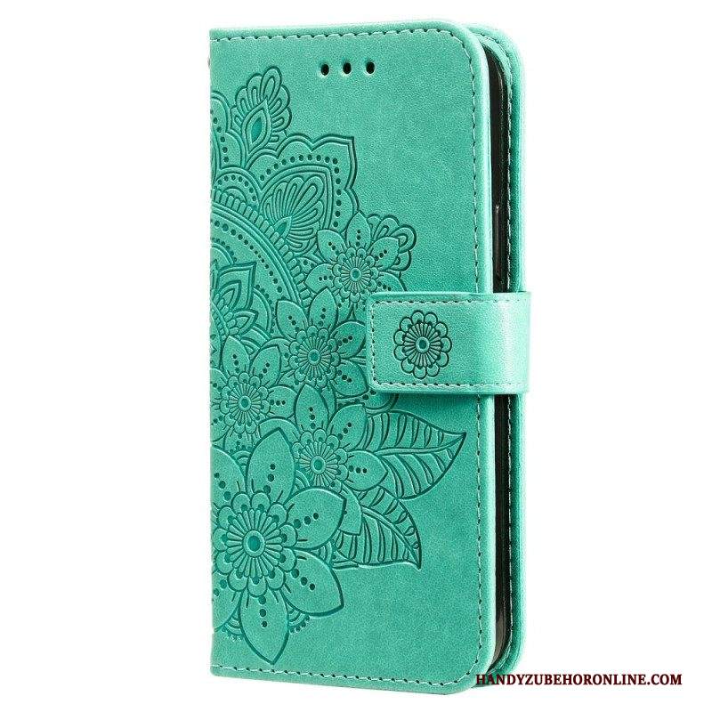 Custodia in pelle Samsung Galaxy S22 5G Fiore Mandala