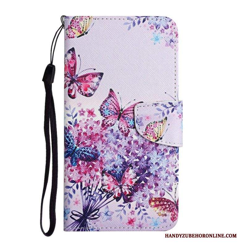 Custodia in pelle Samsung Galaxy S22 Plus 5G Bouquet Di Fiori E Farfalle