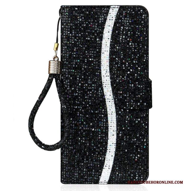 Custodia in pelle Samsung Galaxy S22 Ultra 5G Design A S Con Paillettes