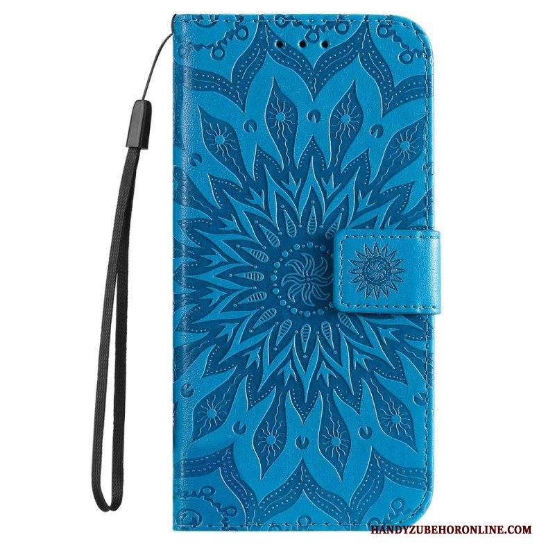 Custodia in pelle Samsung Galaxy S23 5G Mandala Sole Con Cordino