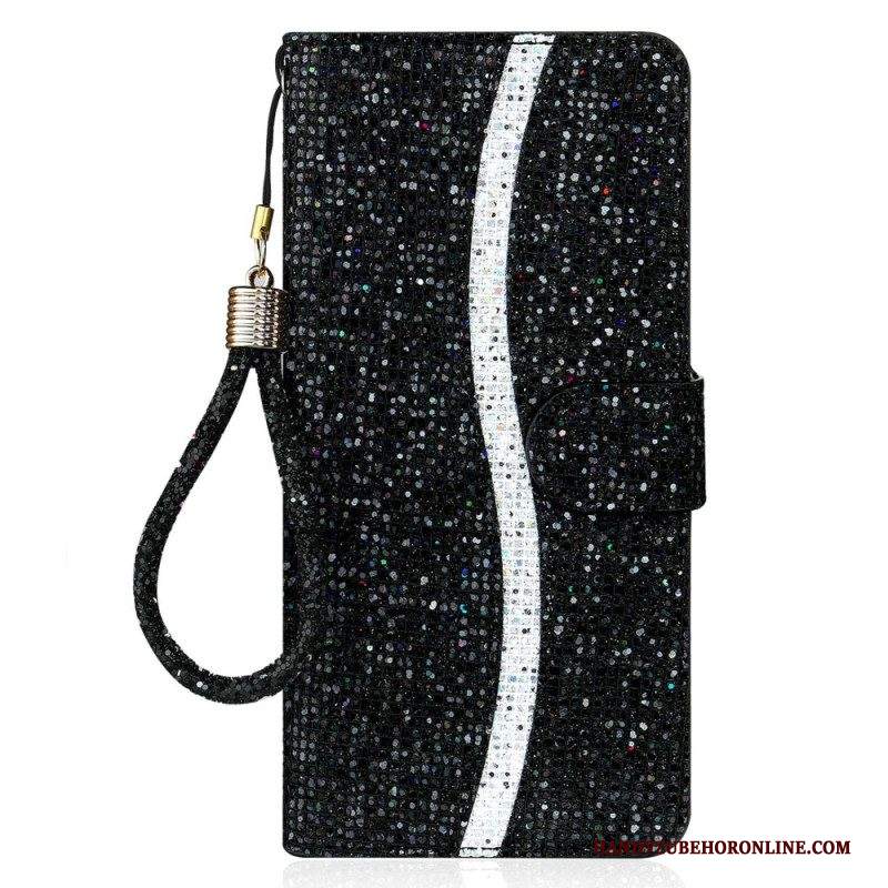 Custodia in pelle Samsung Galaxy S23 5G Paillettes Strappy