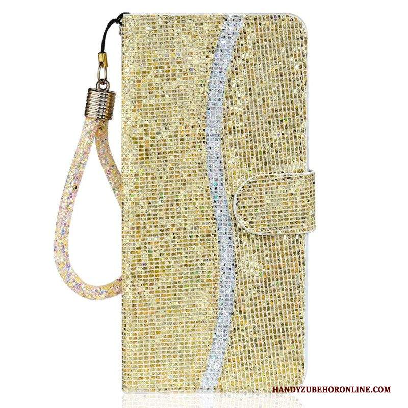 Custodia in pelle Samsung Galaxy S23 5G Paillettes Strappy