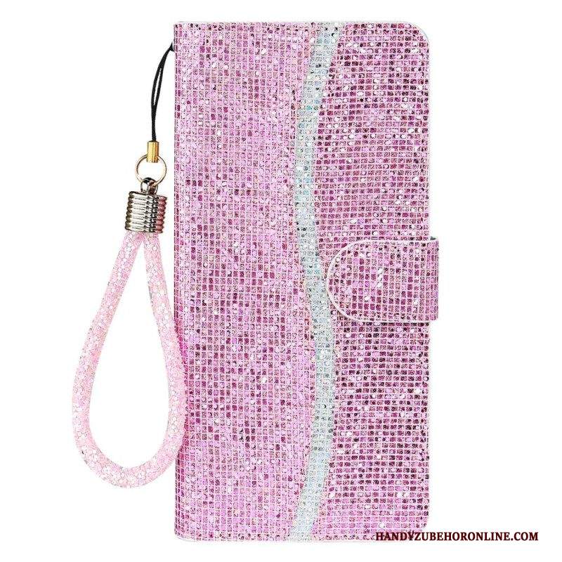 Custodia in pelle Samsung Galaxy S23 5G Paillettes Strappy