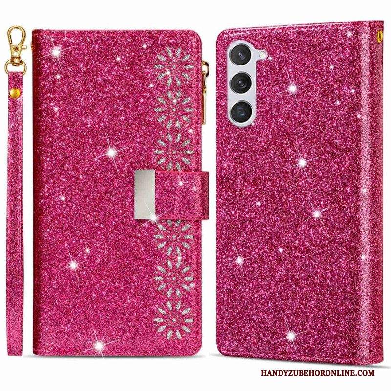 Custodia in pelle Samsung Galaxy S23 5G Portafoglio Portafoglio Con Paillettes